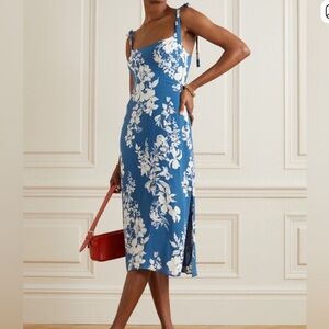 Reformation Georgette Midi Dress in Blue and White Floral